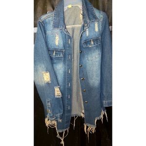 Womens Distressed Oversized Jean Jacket 🌛